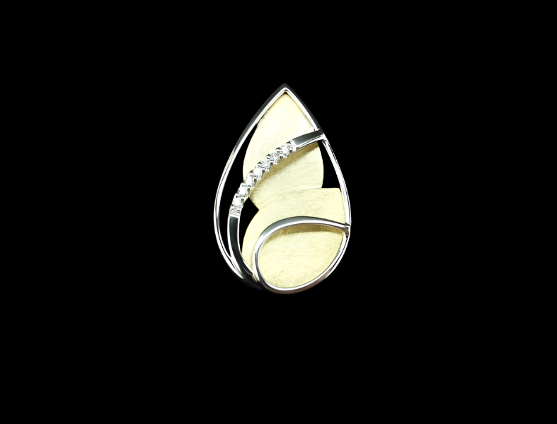 Pendentif or blanc et jaune avec diamants